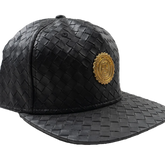 Capital Gains Men's Streetwear Weaved Leather Black Hat Adjustable Strap Back Cap
